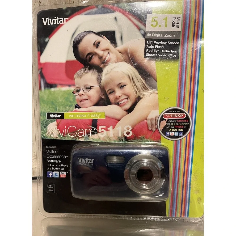 Vivitar ViviCam 5118 5.1MP Digital Camera Blue New in Sealed Package